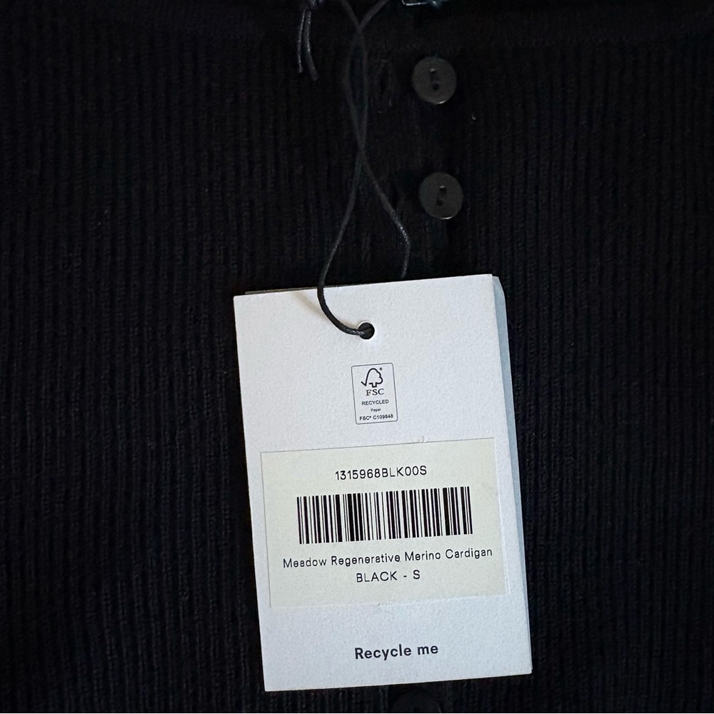 Reformation Meadow Regenerative Merino Cardigan Black - Size S - Picture 7 of 11
